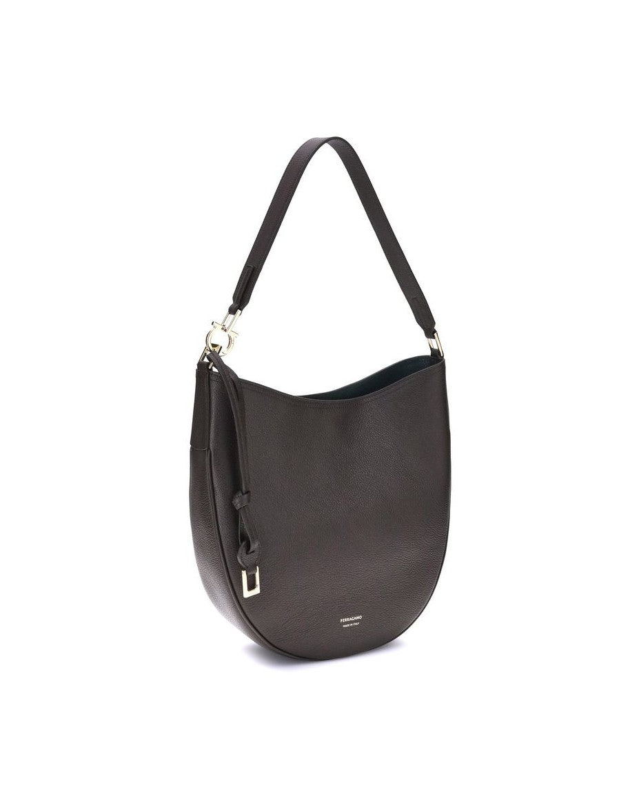 Salvatore Ferragamo Brown Calf Leather Bos Taurus Shoulder Bag Glam Steals