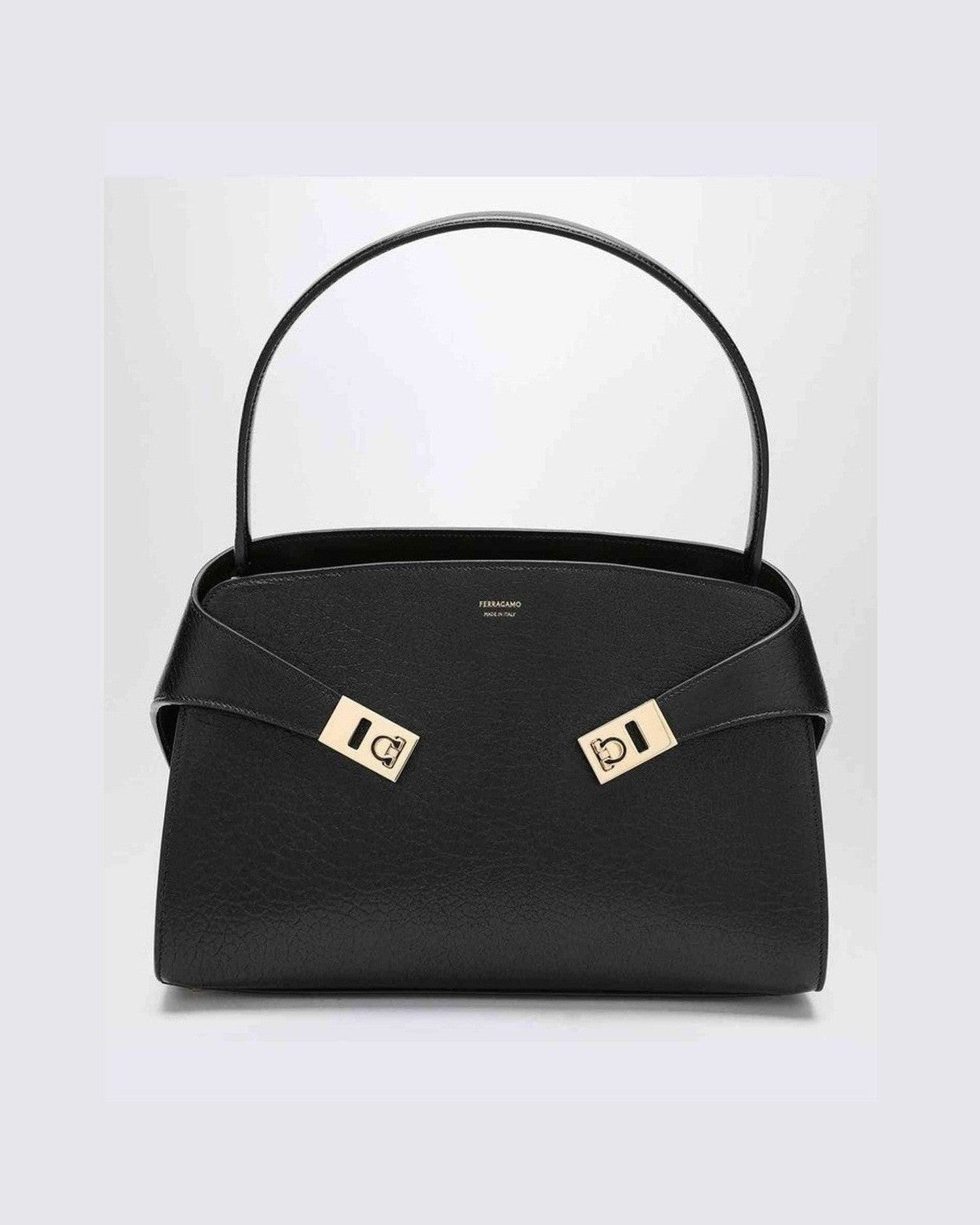 Salvatore Ferragamo Brown Leather Black/ Hug M Handbag Glam Steals