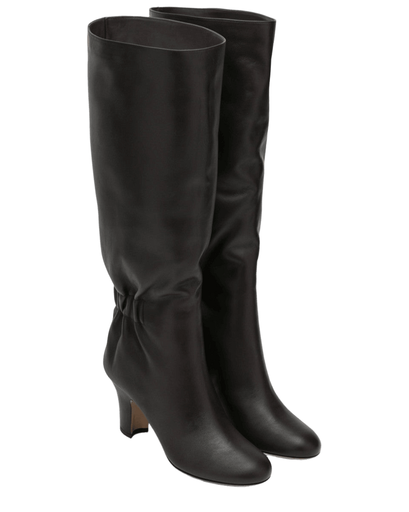 Salvatore Ferragamo Brown Leather Ruched Boots Glam Steals