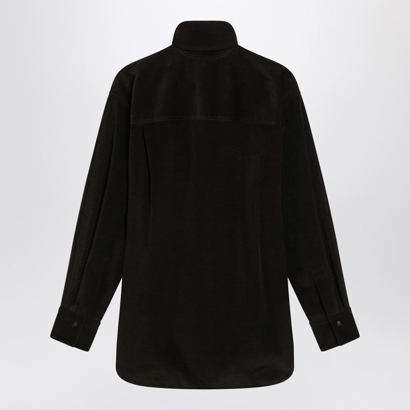 Salvatore Ferragamo Brown Velvet Shirt in Ribbed Glam Steals