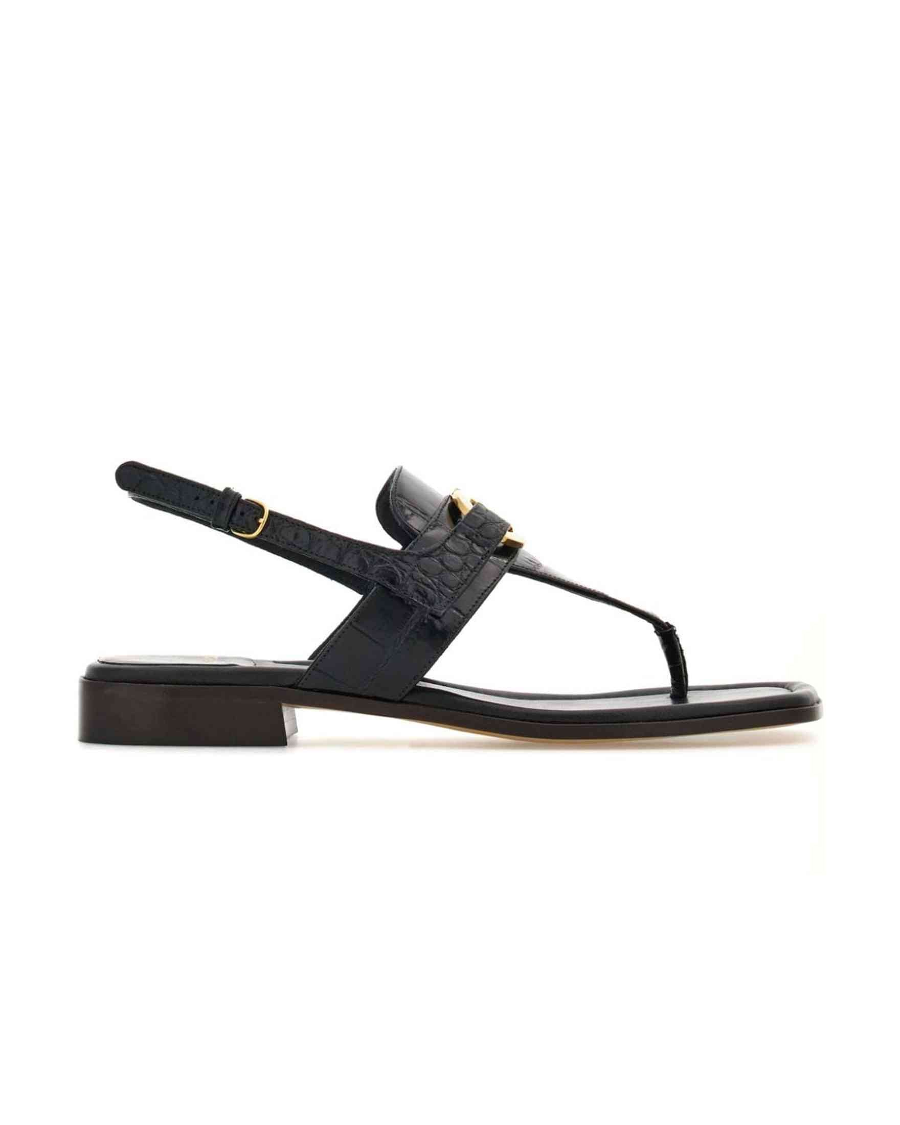 Salvatore Ferragamo Leather Gancini Buckle Sandals Glam Steals
