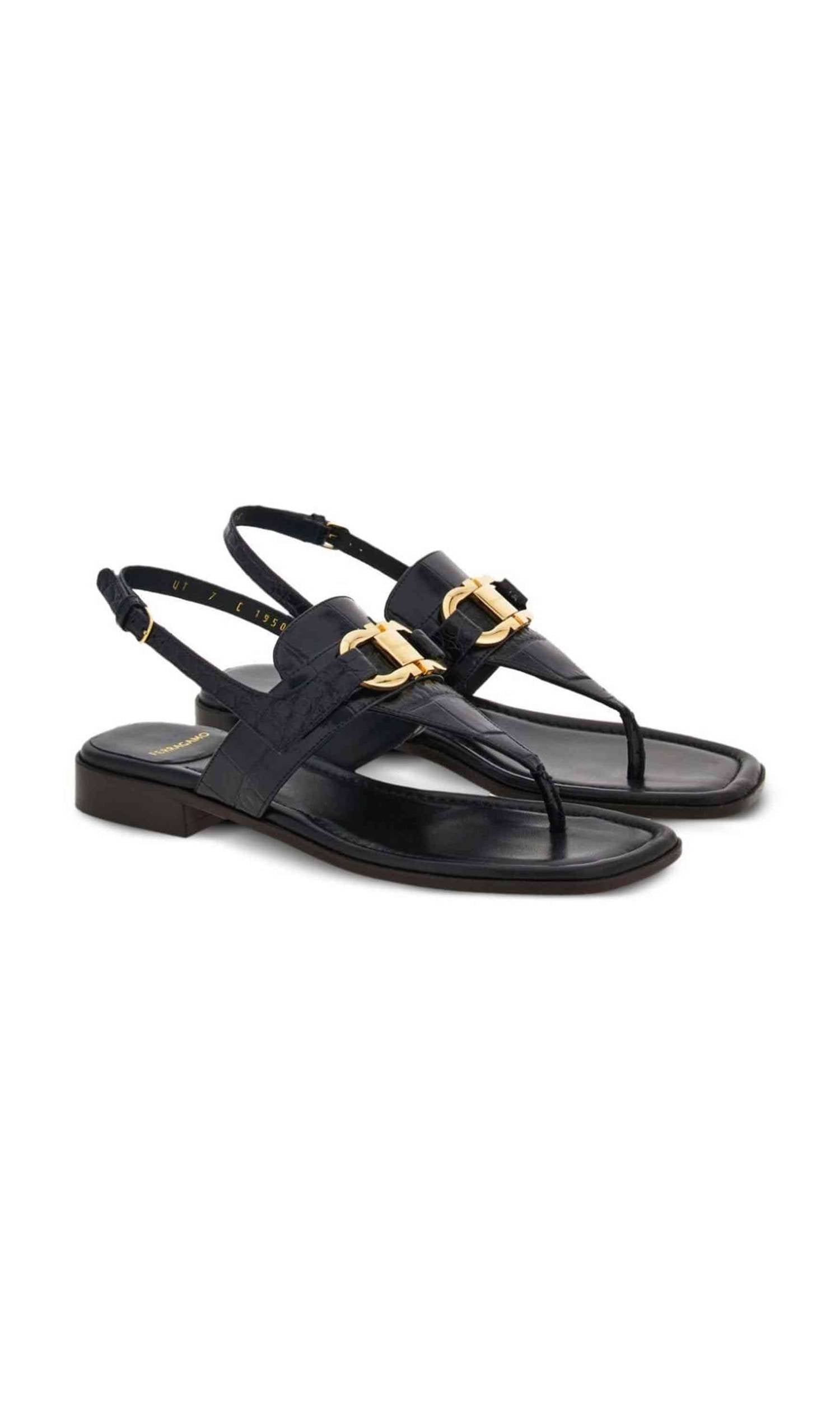 Salvatore Ferragamo Leather Gancini Buckle Sandals Glam Steals