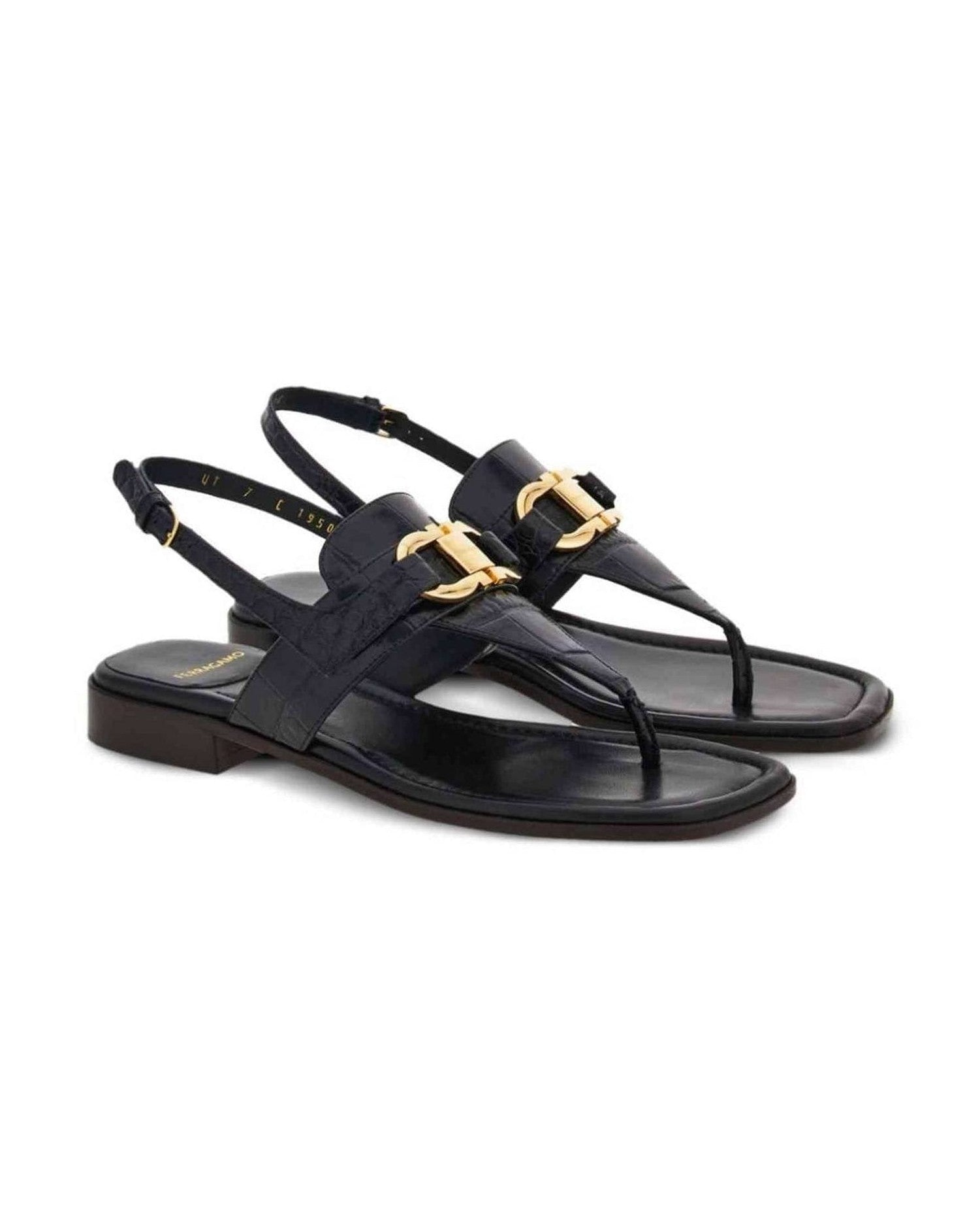Salvatore Ferragamo Leather Gancini Buckle Sandals Glam Steals