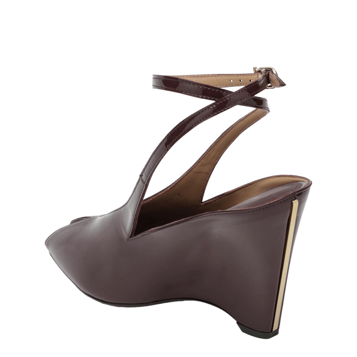 Salvatore Ferragamo Peep Toe Wedge Sandals in Bordeaux Glam Steals