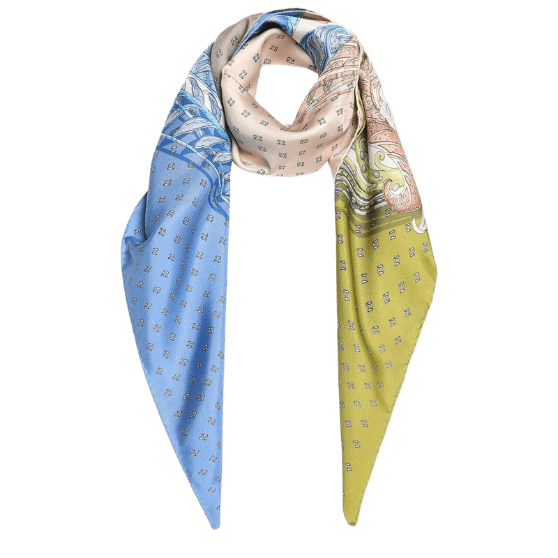 Salvatore Ferragamo Silk Blue Scarf with Madras Print Glam Steals
