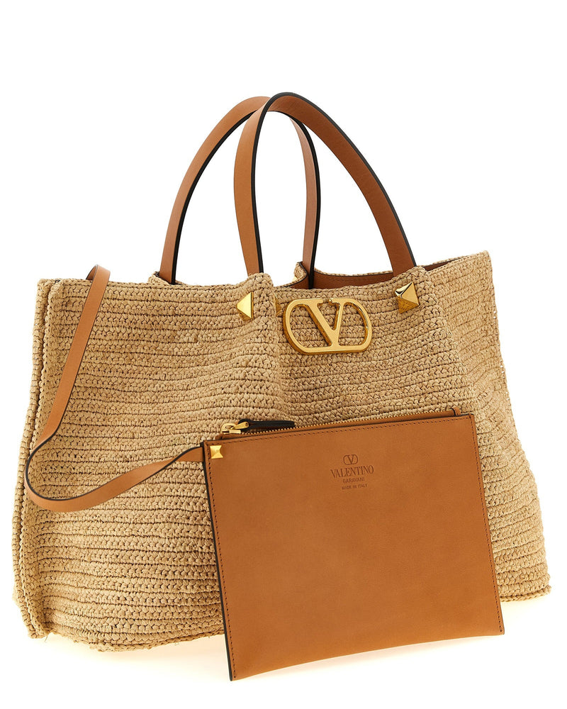 Valentino Garavani Shopping Medium Raffia Glam Steals