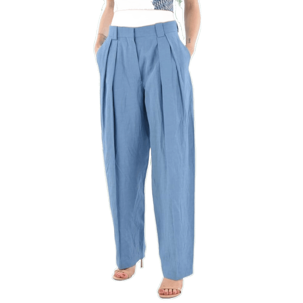 Stella Mccartney Blue Linen Casual Pant Glam Steals