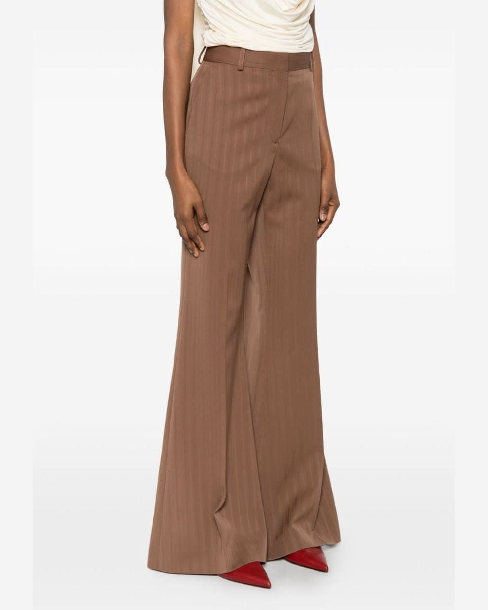 Stella Mccartney Brown Leather Trouser Trousers