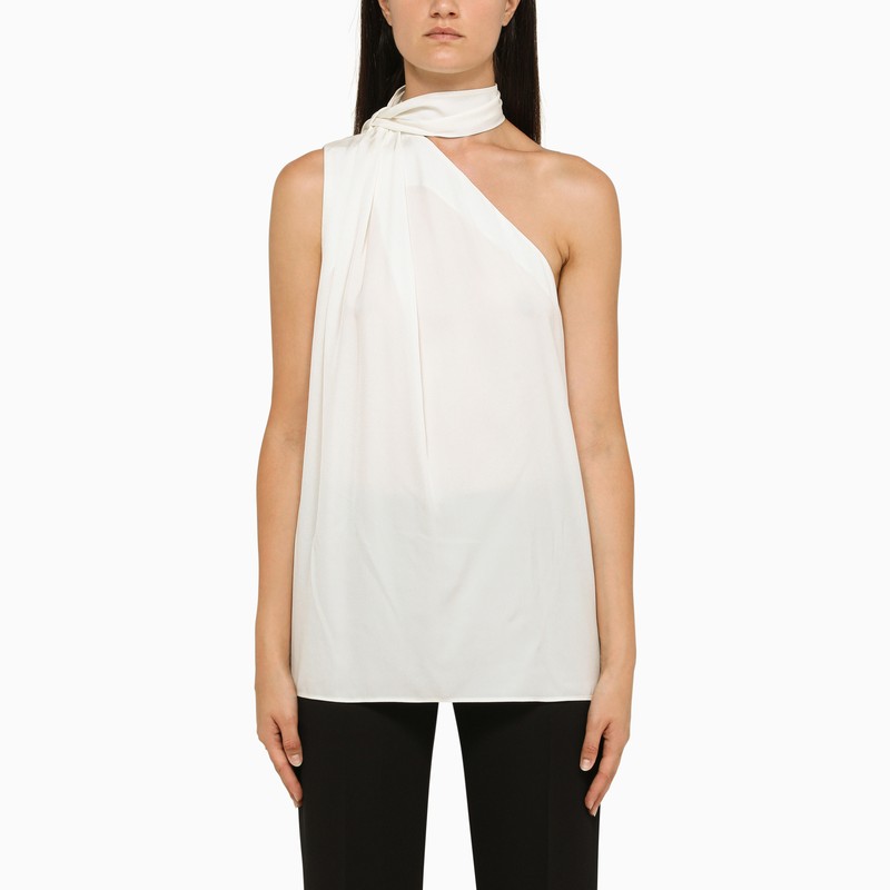Stella Mccartney Cream Asymmetric Viscose Top Glam Steals
