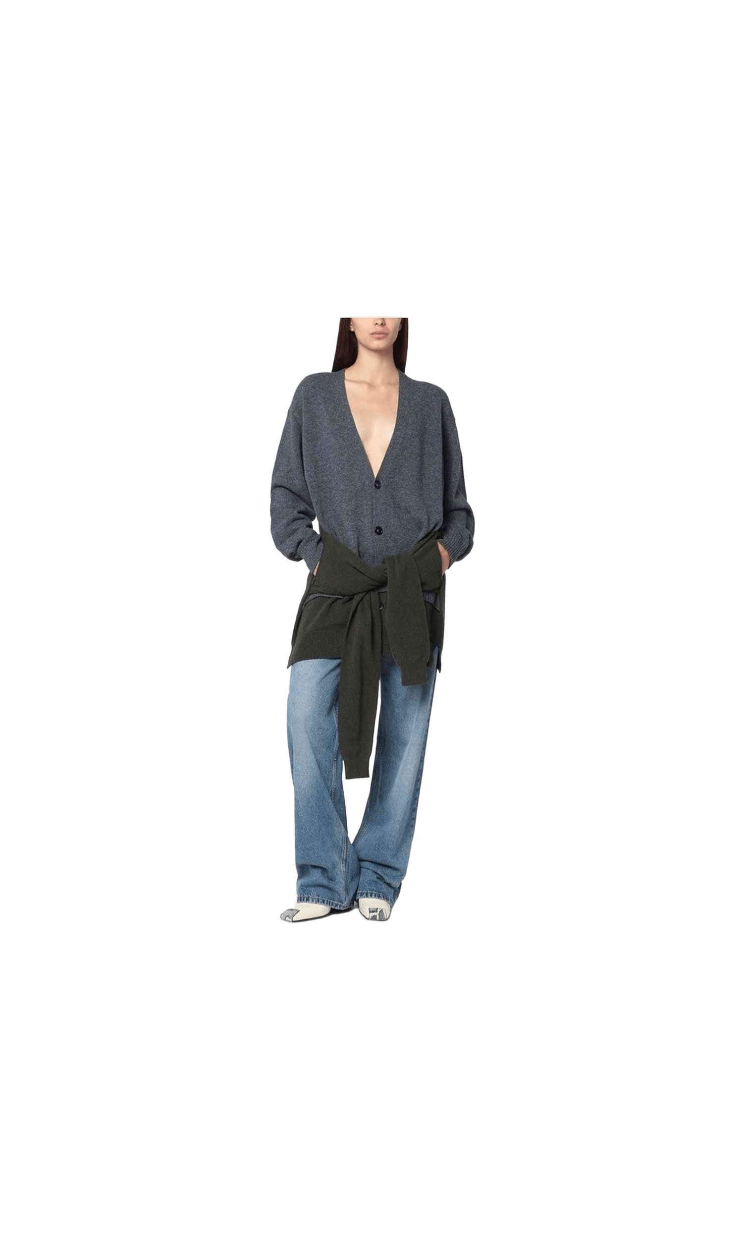 Stella Mccartney Green Grey Cardigan with Crossed Sleeves Glam Steals