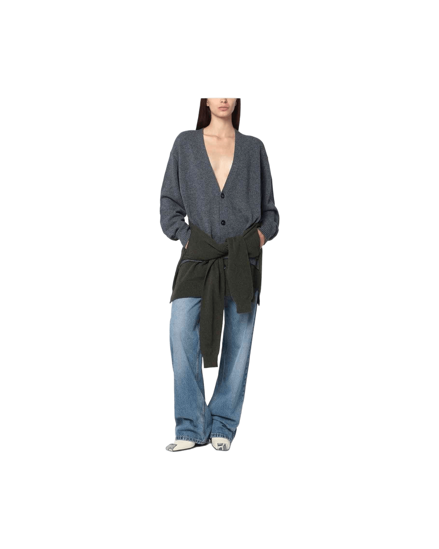 Stella Mccartney Green Grey Cardigan with Crossed Sleeves Glam Steals