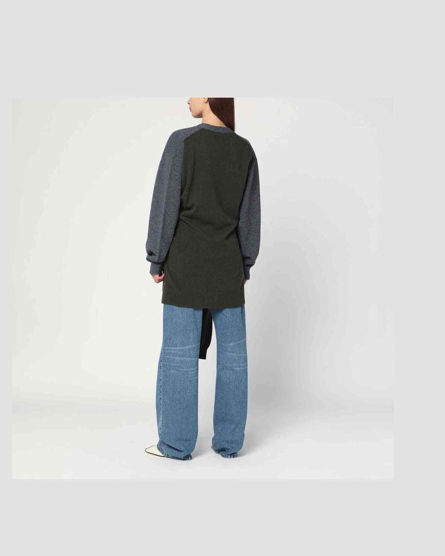 Stella Mccartney Green Grey/dark Cardigan with Crossed Sleeves Glam Steals