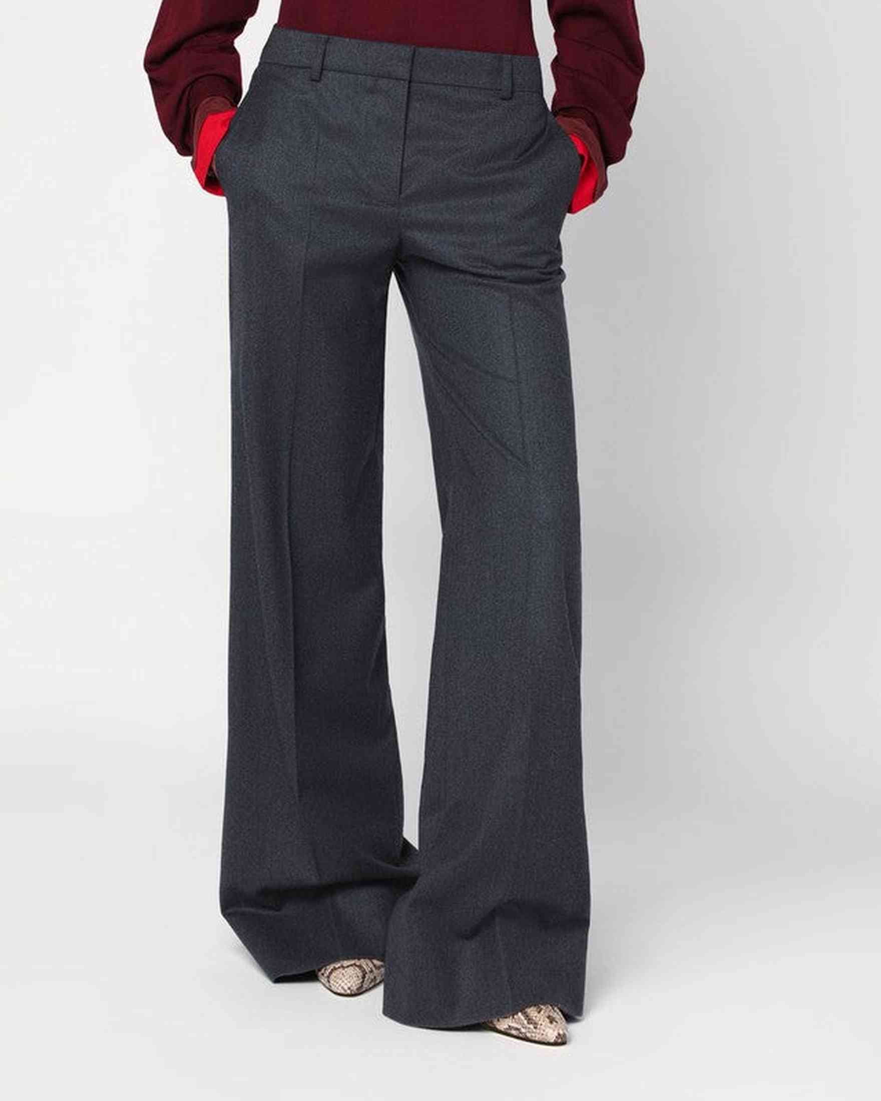 Stella Mccartney Grey Wool Wide Trouser Glam Steals