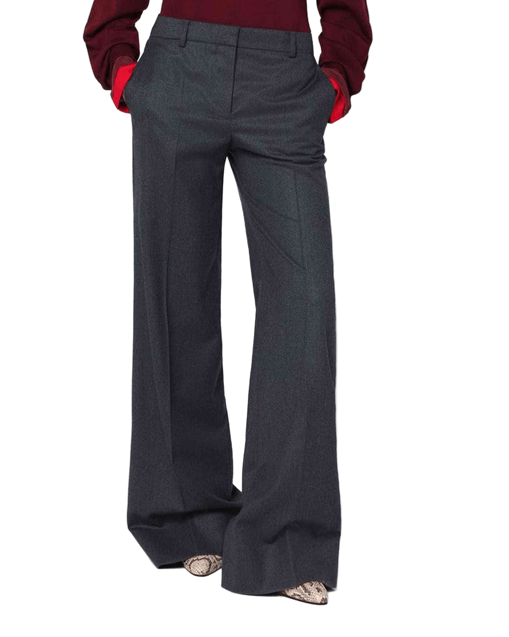 Stella Mccartney Grey Wool Wide Trouser Glam Steals