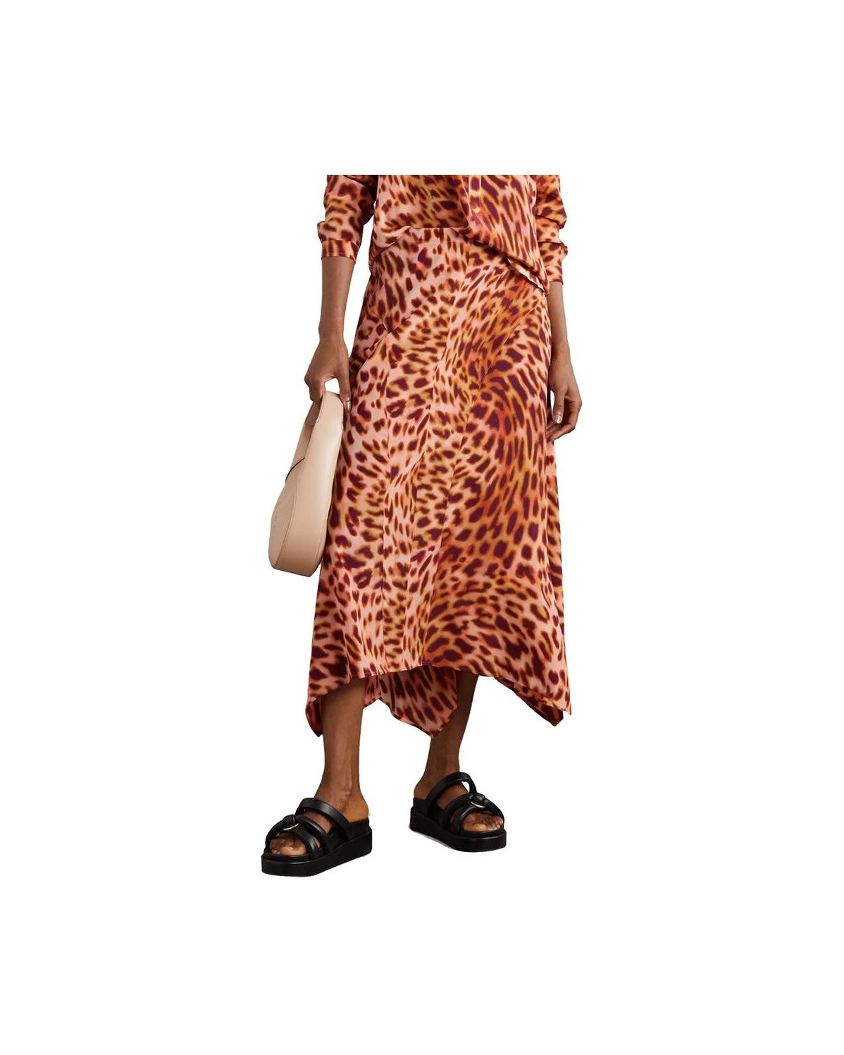Stella Mccartney Orange Silk Midi Skirt Glam Steals