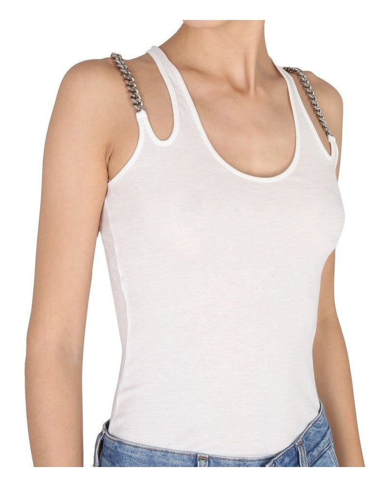 Stella Mccartney White Cotton Tank Top Tank Tops