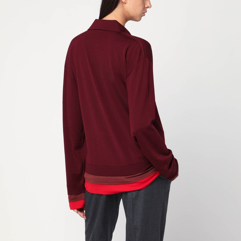 Stella Mccartney Wool Layered Bordeaux Polo Glam Steals