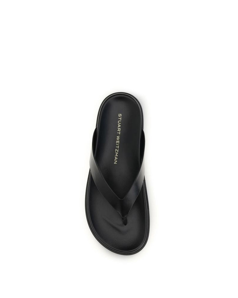 Stuart Weitzman Black Calf Leather Bos Taurus Flip Flop Sandals Glam Steals