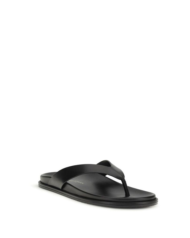 Stuart Weitzman Black Calf Leather Bos Taurus Flip Flop Sandals Glam Steals