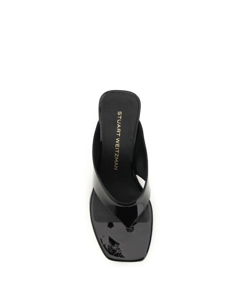 Stuart Weitzman Black Calf Leather Bos Taurus Wedge Sandals Glam Steals