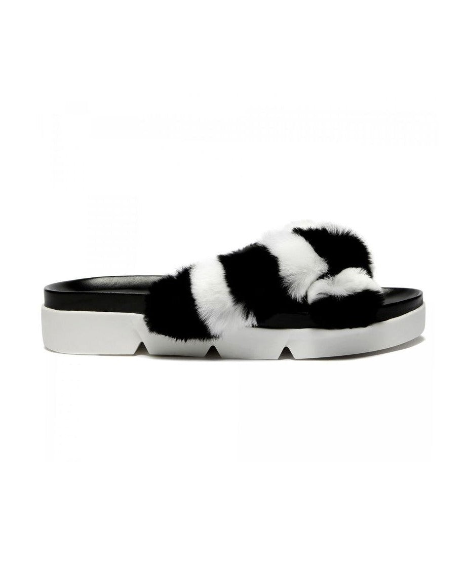 Stuart Weitzman Black Fur Slippers Glam Steals