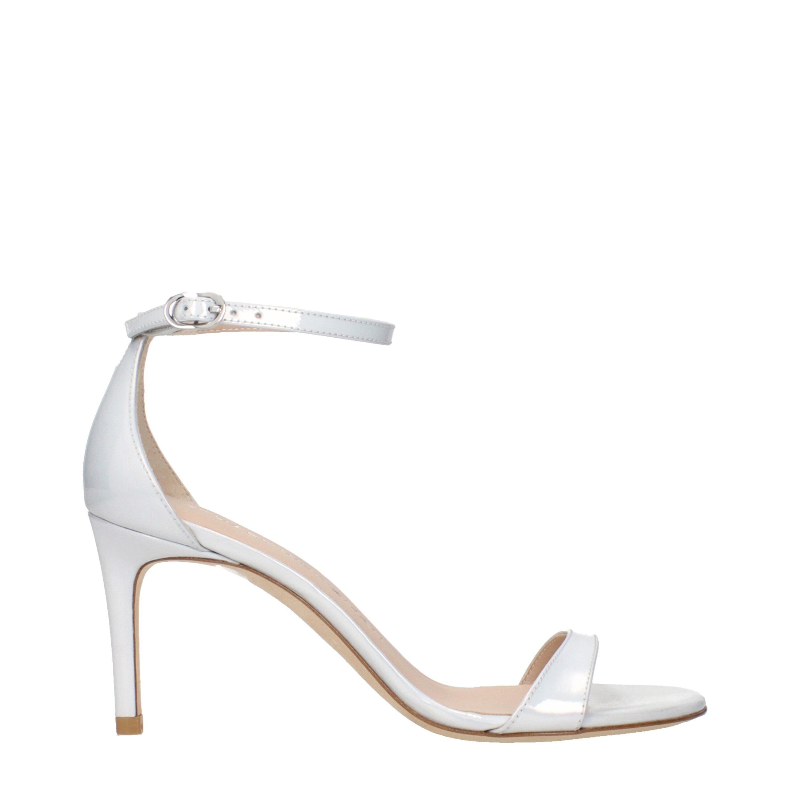 Stuart Weitzman White Leather Stiletto Heels Sandals Glam Steals
