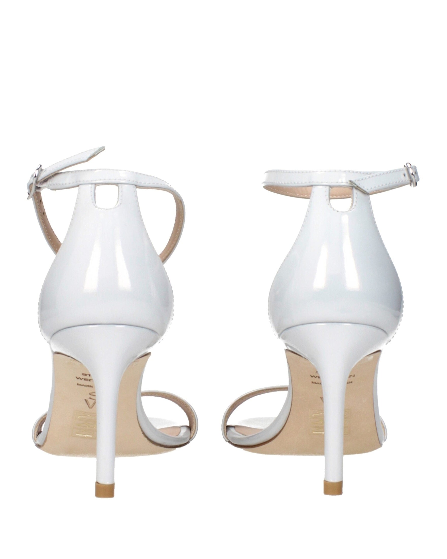 Stuart Weitzman White Leather Stiletto Heels Sandals Heels