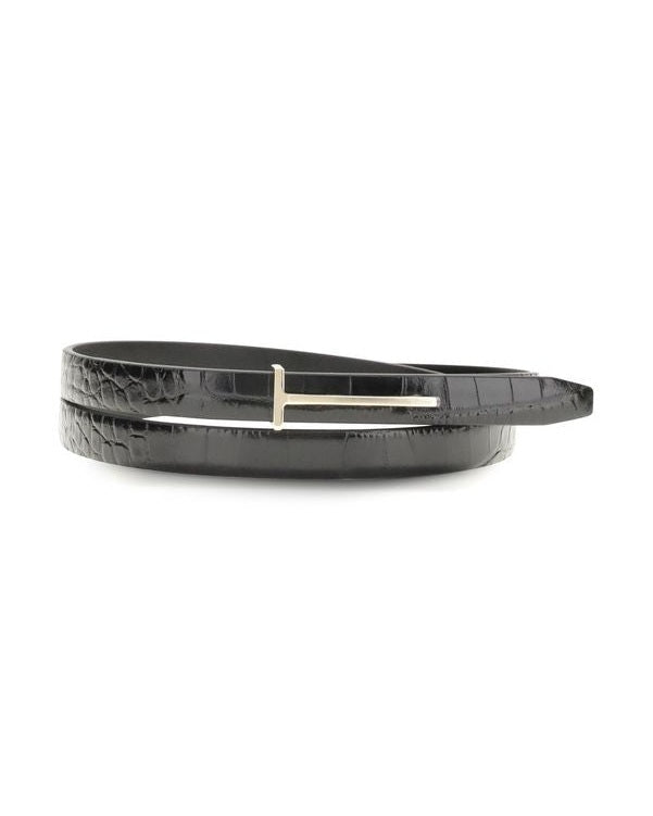 Tom Ford Black Leather Thin Belt Belts