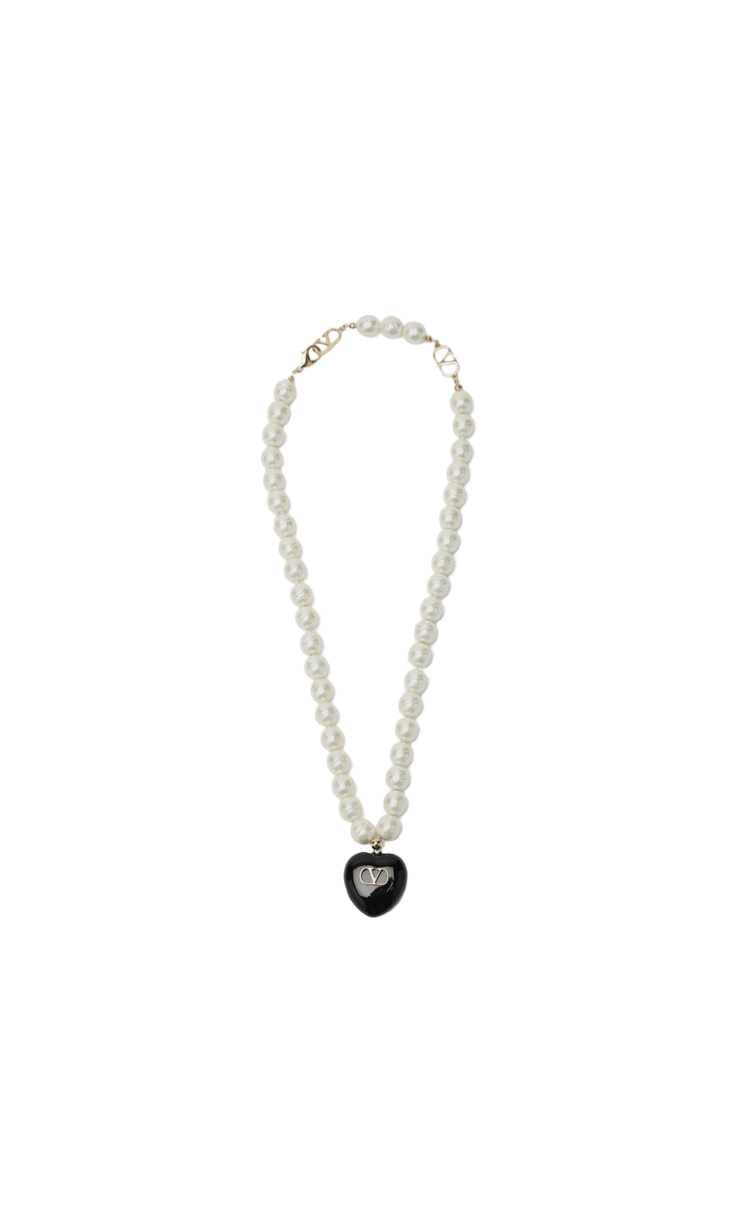 Valentino Black Garavani Coeur Royal Pearl Necklace Glam Steals