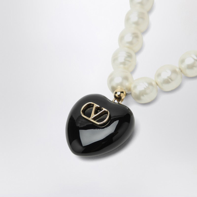 Valentino Black Garavani Coeur Royal Pearl Necklace Glam Steals