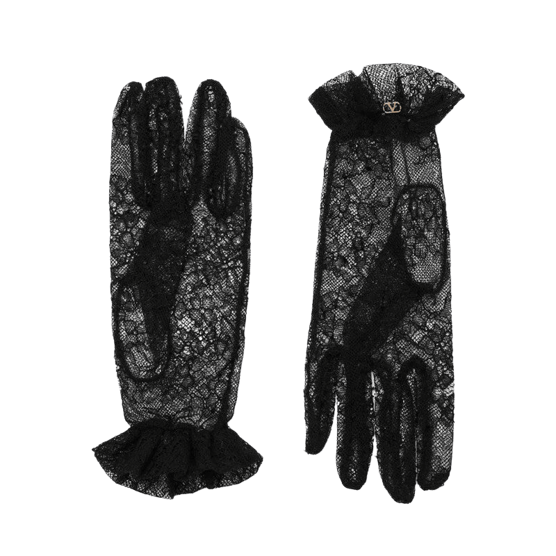 Valentino Black Lace Garavani Vlogo Signature Gloves Glam Steals