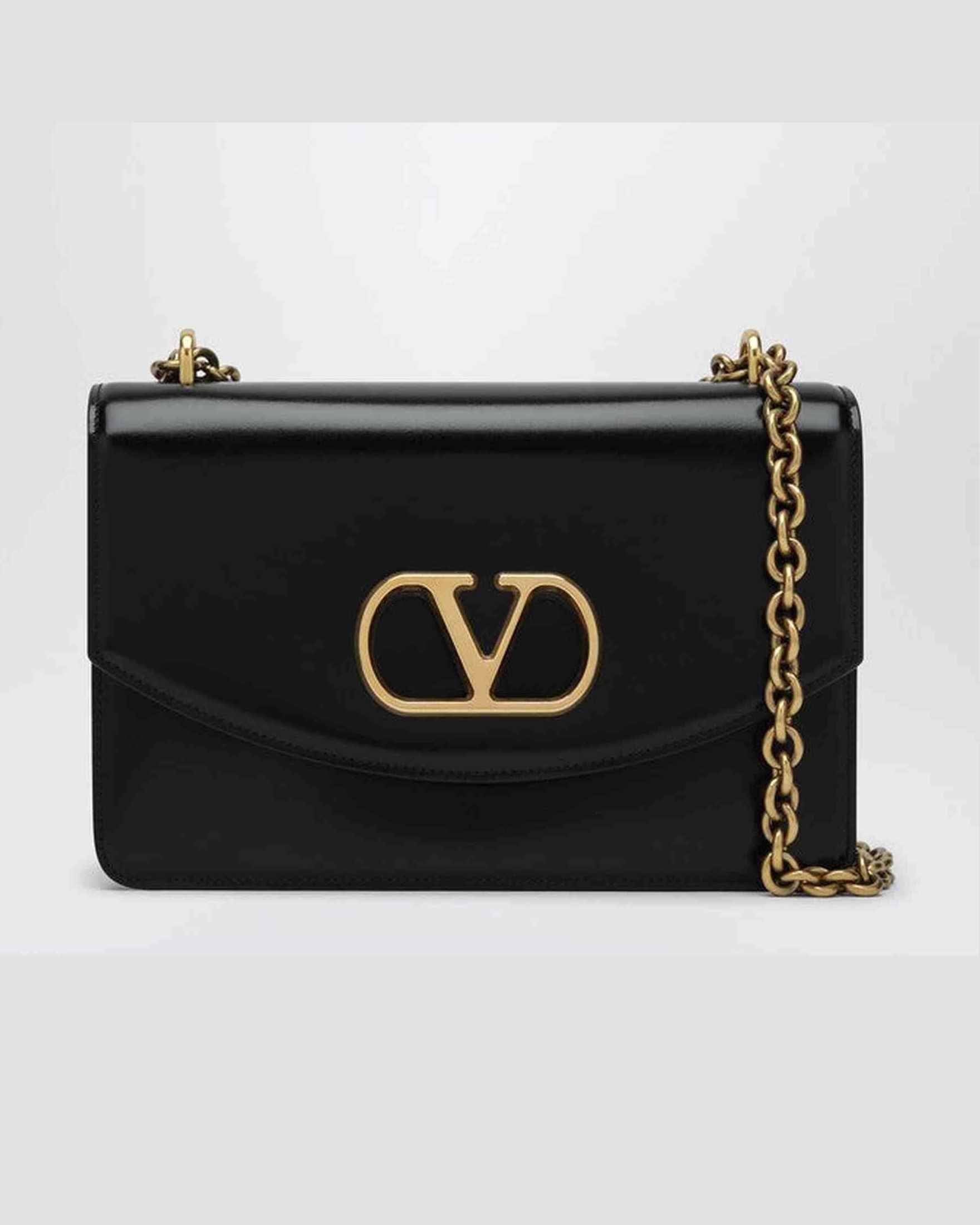 Valentino Black Leather Garavani Shoulder Bag Glam Steals