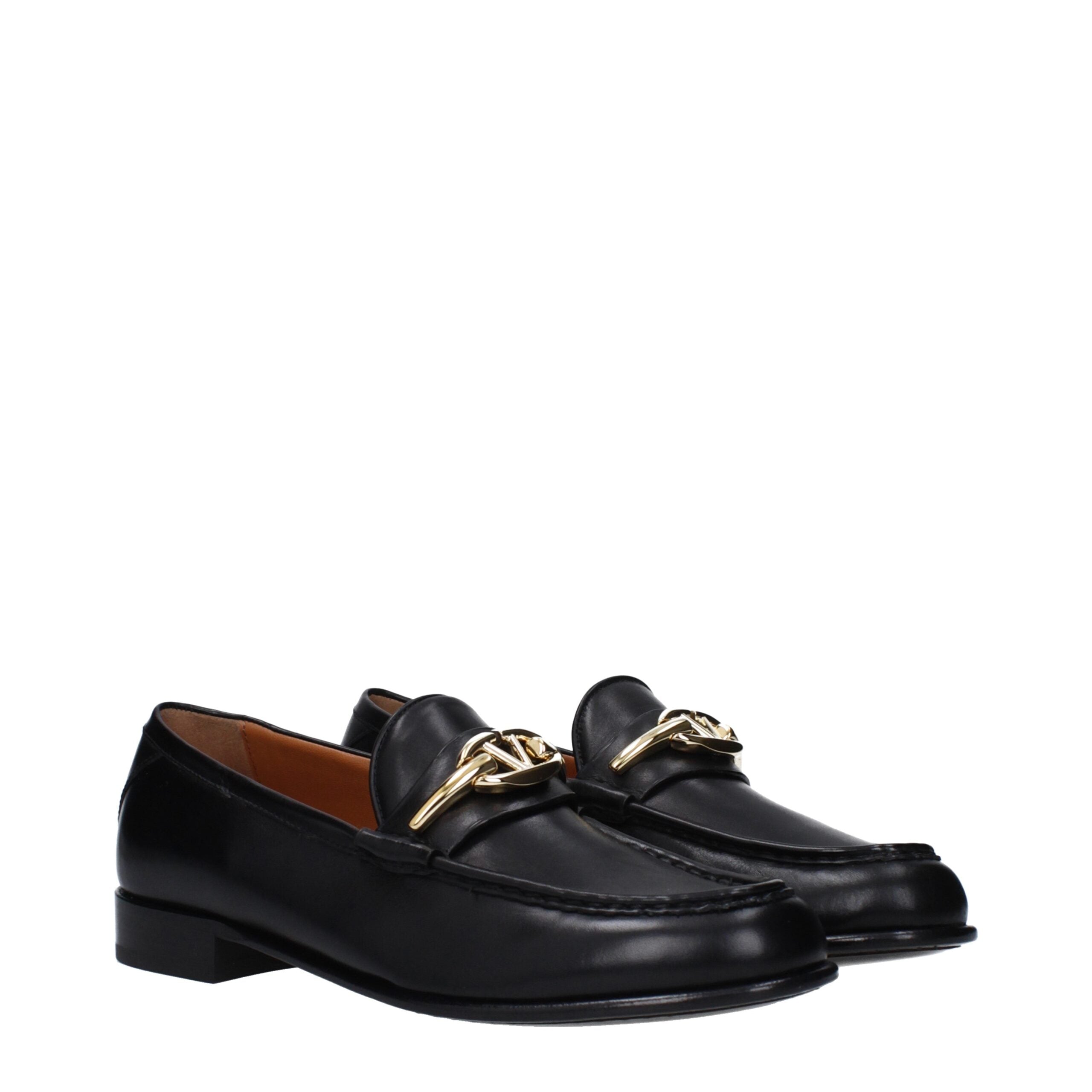 Valentino Black Leather Garavani Slip On Loafers Glam Steals