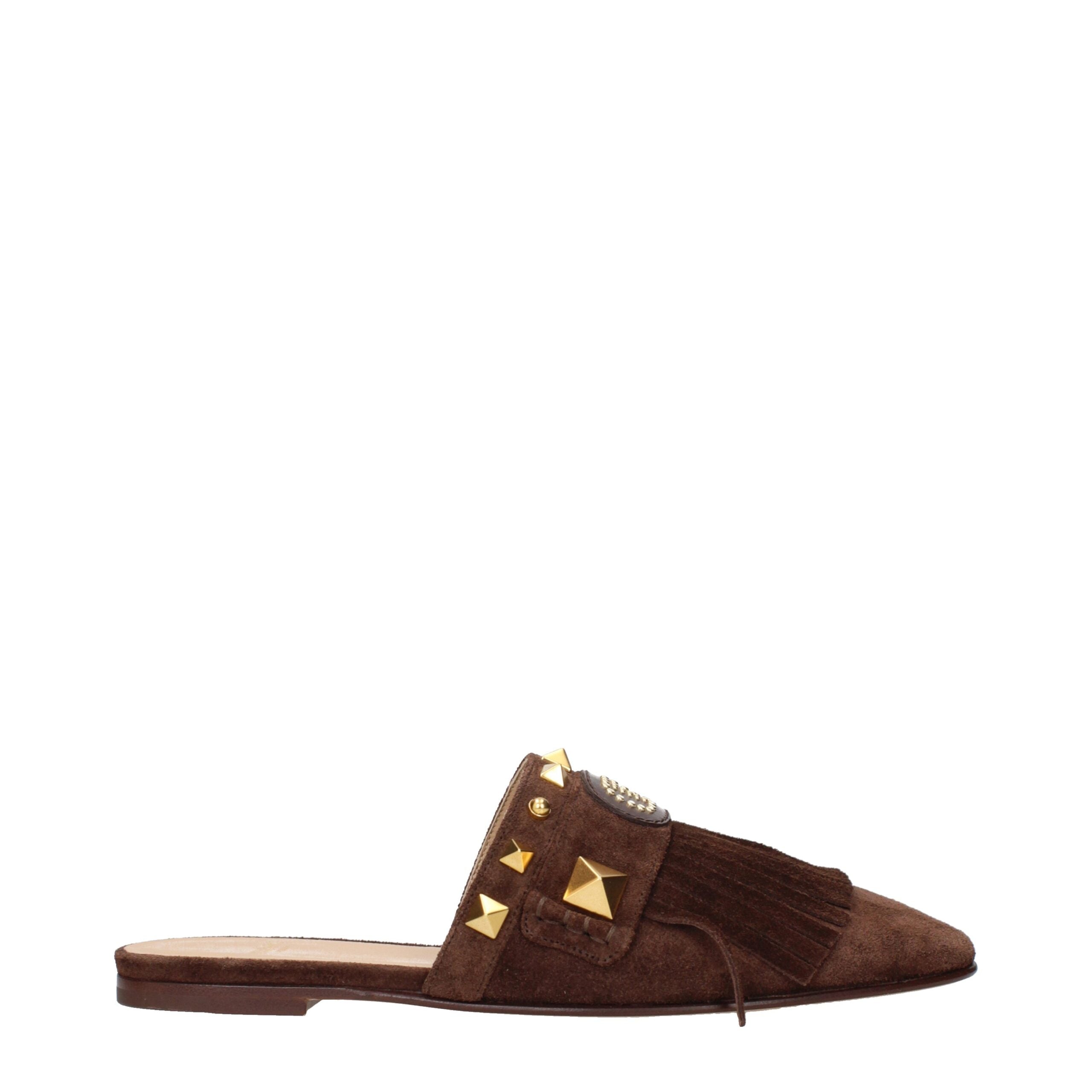 Valentino Brown Leather Garavani Slippers Sandals Glam Steals