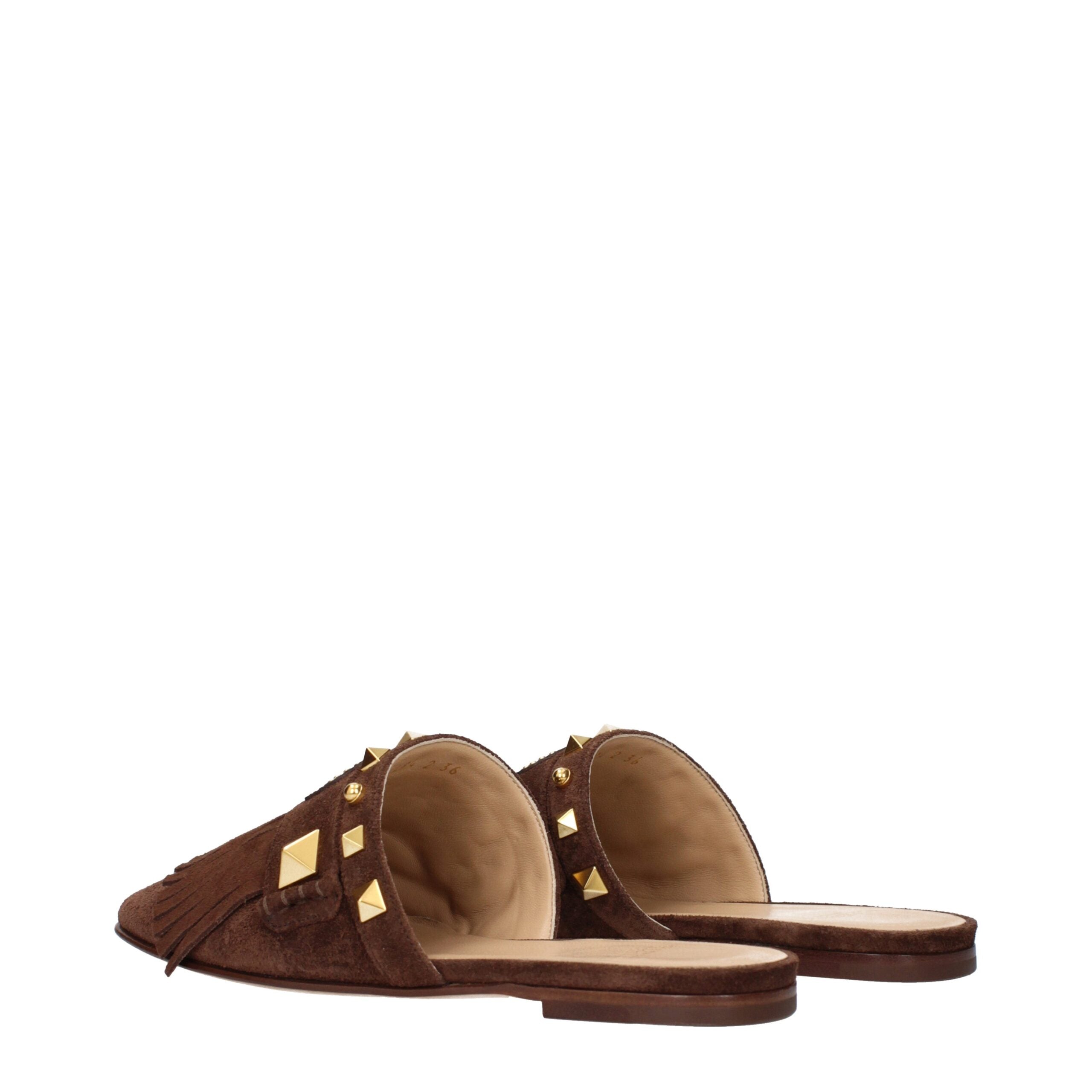 Valentino Brown Leather Garavani Slippers Sandals Glam Steals
