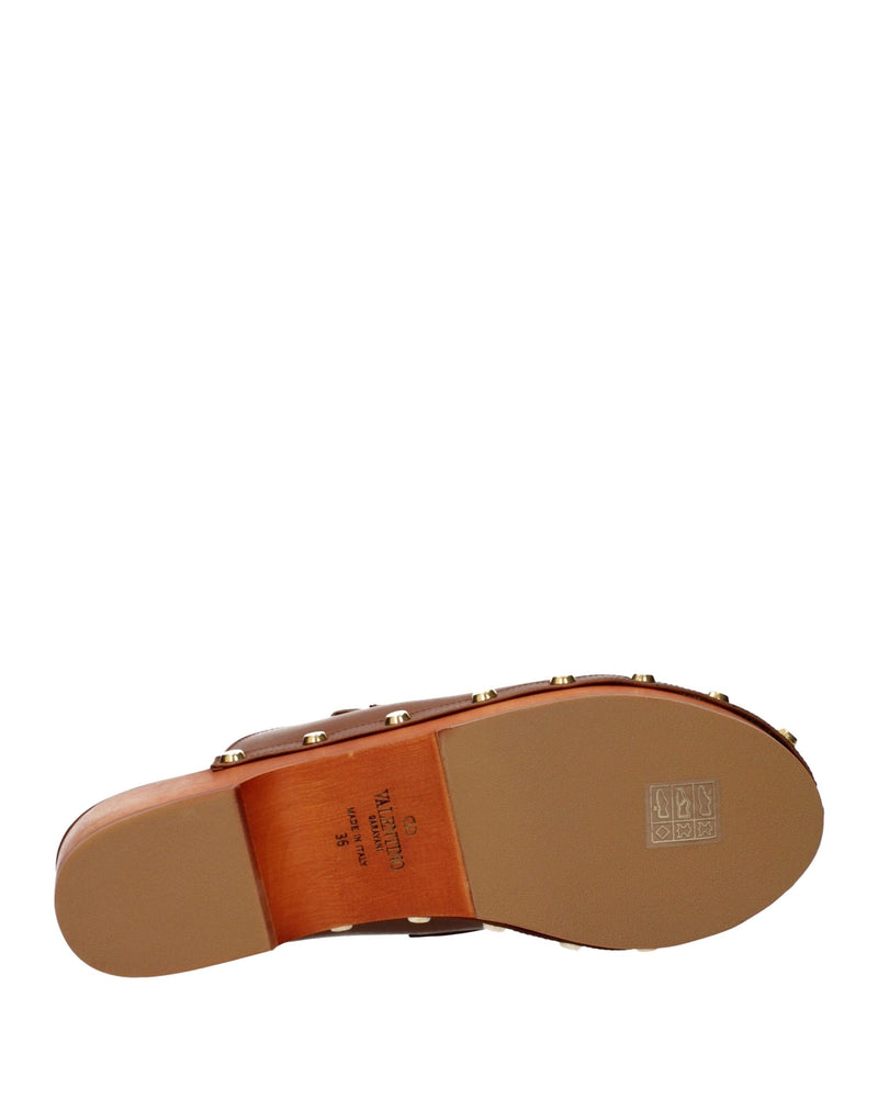 Valentino Brown Leather Slippers Glam Steals