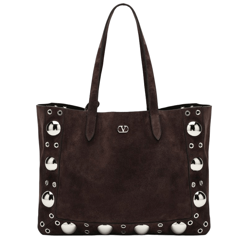 Valentino Brown Suede Garavani Medium Nellcôte Tote in Dark Glam Steals