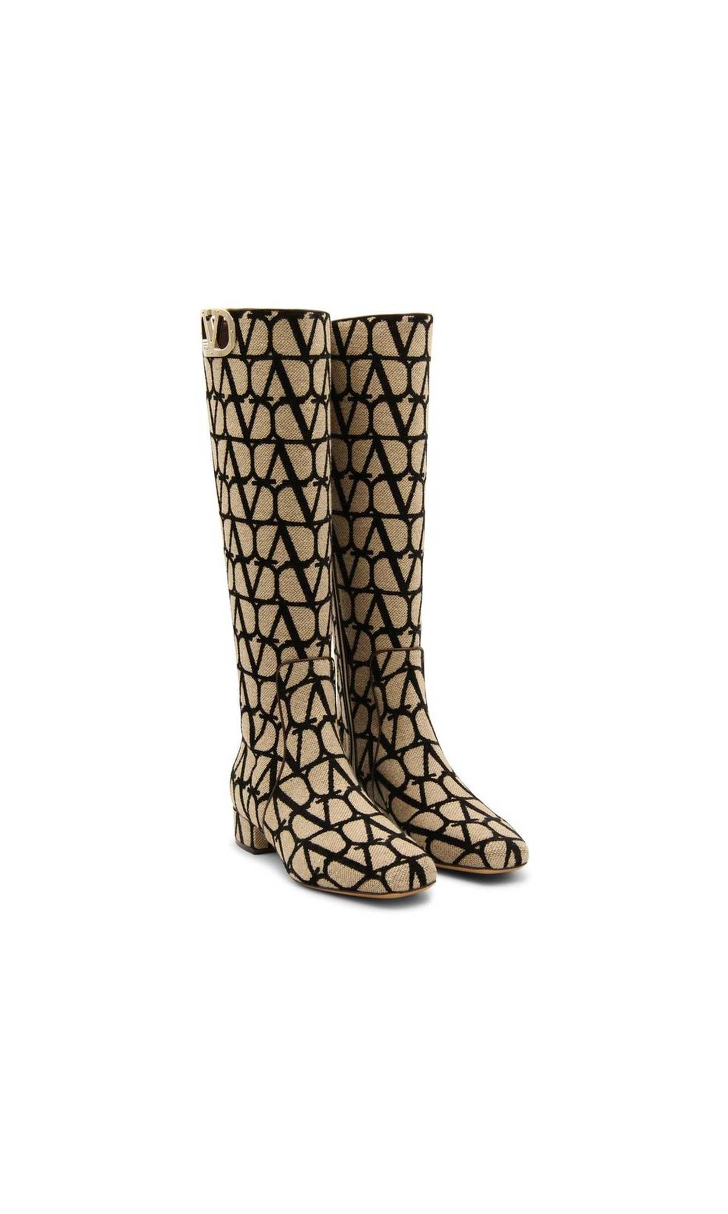 Valentino Canvas Garavani Logo Boots Glam Steals