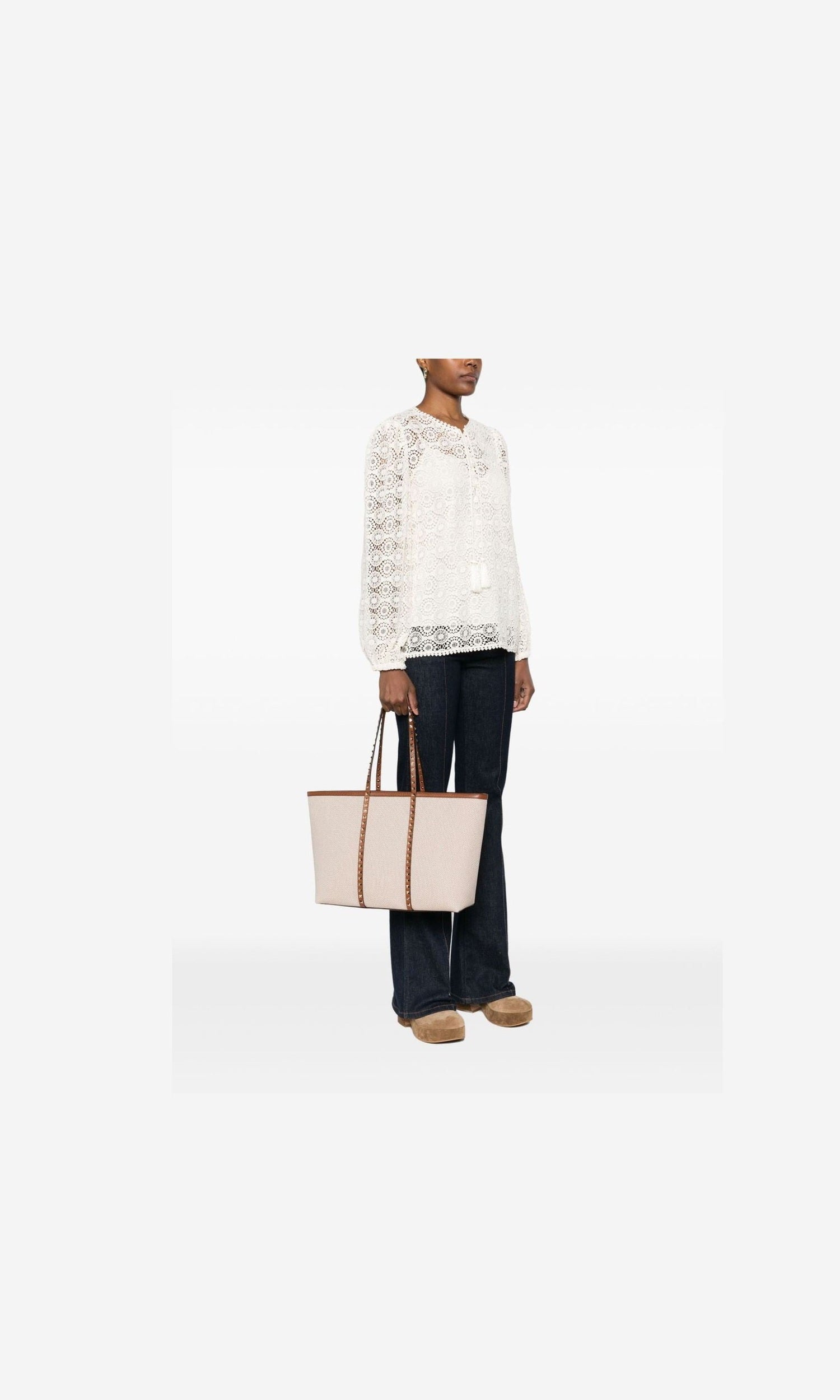 Valentino Canvas Garavani Rockstud Medium Tote Bag Glam Steals