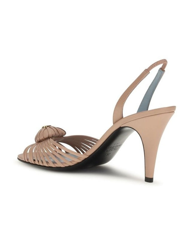 Valentino Garavani Beige Calf Leather Bos Taurus Stiletto Heel Sandals Glam Steals