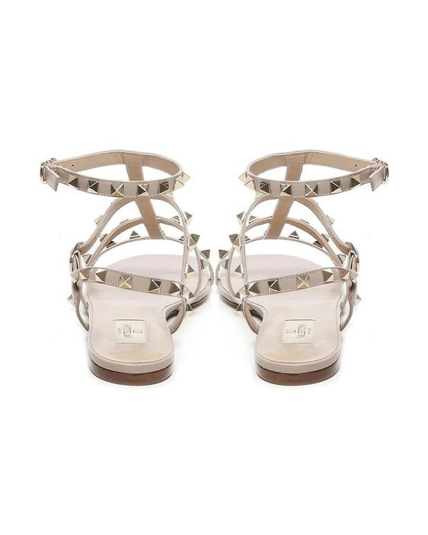 Valentino Garavani Beige Calfskin Flat Sandals Glam Steals