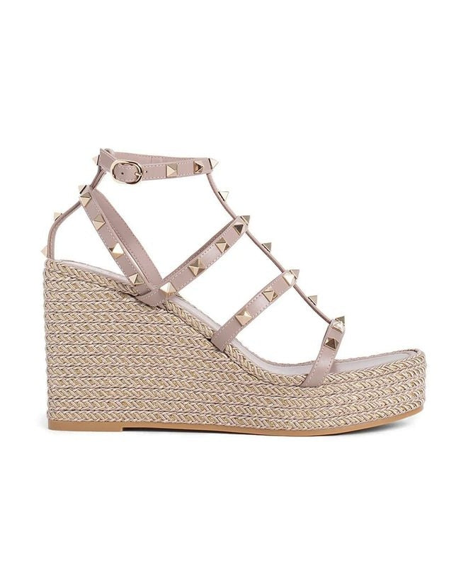 Valentino Garavani Beige Calfskin Wedge Sandals Glam Steals