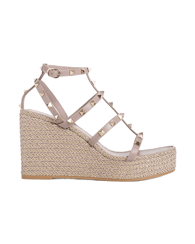 Valentino Garavani Beige Calfskin Wedge Sandals Glam Steals
