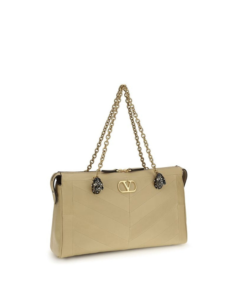 Valentino Garavani Beige Lamb Ovis Aries Shoulder Bag 