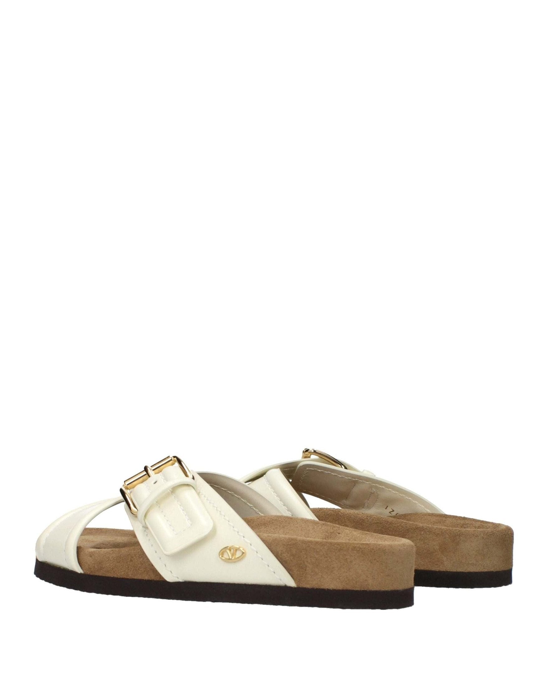 Valentino Garavani Beige Leather Slippers Flats