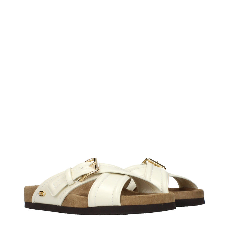 Valentino Garavani Beige Leather Slippers Glam Steals