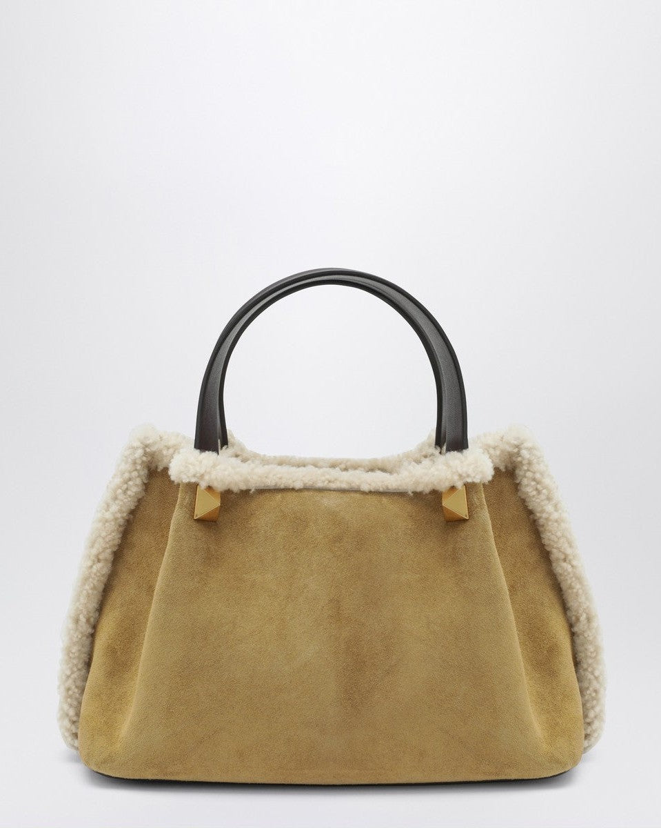 Valentino Garavani Beige Suede Vlogo Small Bag Glam Steals
