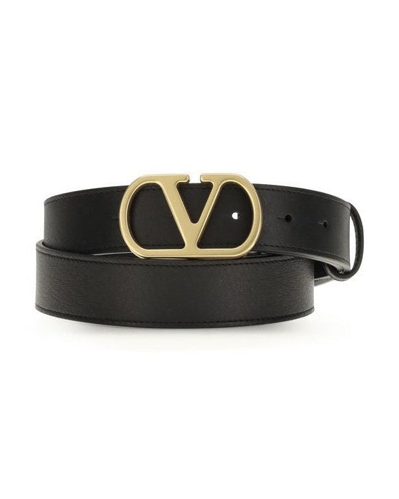 Valentino Garavani Black Calf Leather Bos Taurus Belt Glam Steals