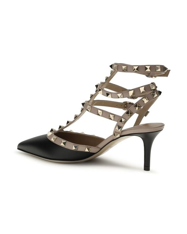 Valentino Garavani Black Calf Leather Bos Taurus Mid Heel Pumps Glam Steals