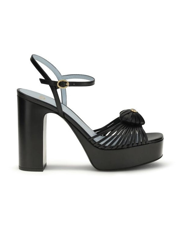 Valentino Garavani Black Calf Leather Bos Taurus Platform Sandals Glam Steals